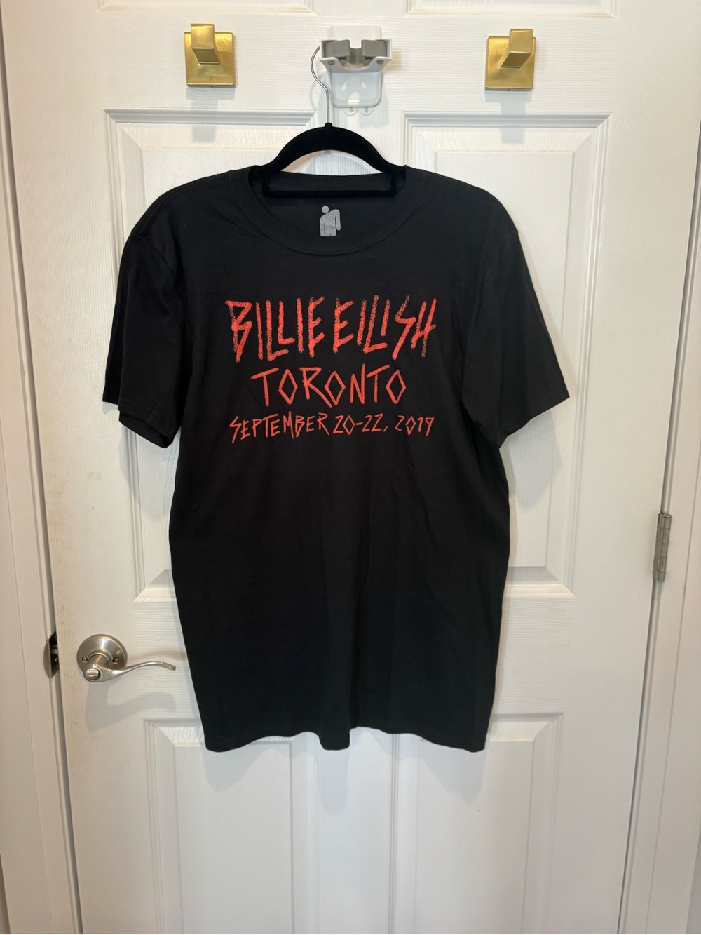 Billie Ellish Black Graphic Tour T‑Shirt with Red Print #1378
